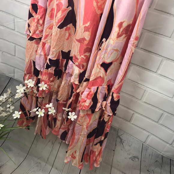 NWT Free People Floral Maxi Skirt Pink